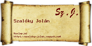 Szalóky Jolán névjegykártya