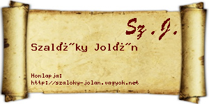 Szalóky Jolán névjegykártya